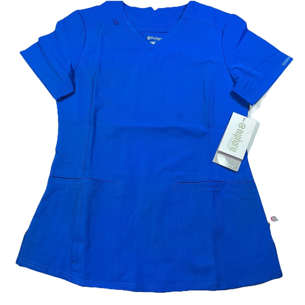 NWT Euphoria‎ Certainty Women's Scrub Top Size Small Royal Blue